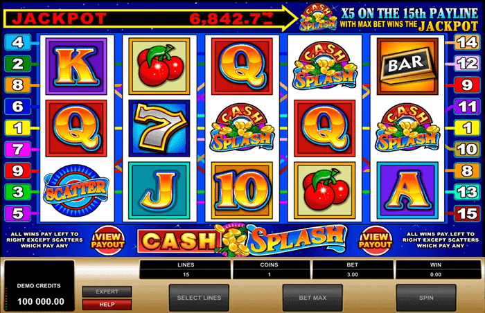 Cash Splash jackpot slot (Microgaming) free play bonus!