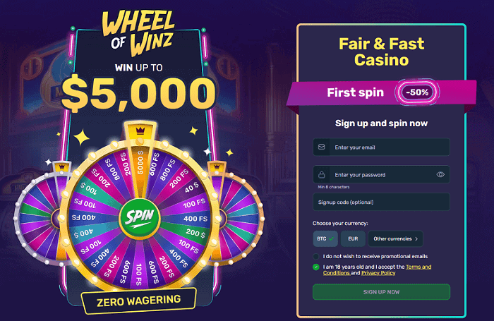 Open your account and spin to win! 