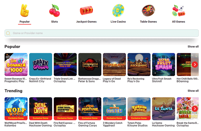 Tuplaus Live Casino and Jackpot Games 