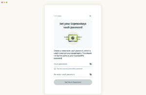 ExpressKeys screen for creating and confirming a vault password.