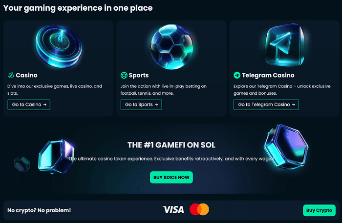 Mega Dice instant payments 