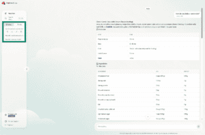 A screenshot of the ExpressAI home screen on a desktop browser. An arrow points to a list of saved chats in the toolbar on the left side of the screen.