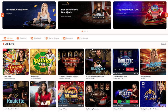 Spininio Live Casino, Game Shows, Live Betting and Sportsbook 