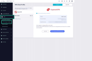 GL.iNet Fortify admin panel, showing highlighted "VPN" and "VPN Client Profile" tabs.