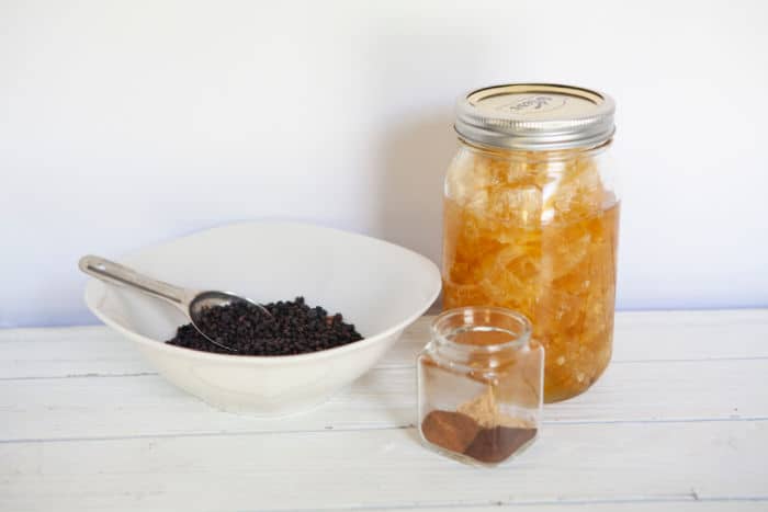ingredients for fresh elderberry syrup