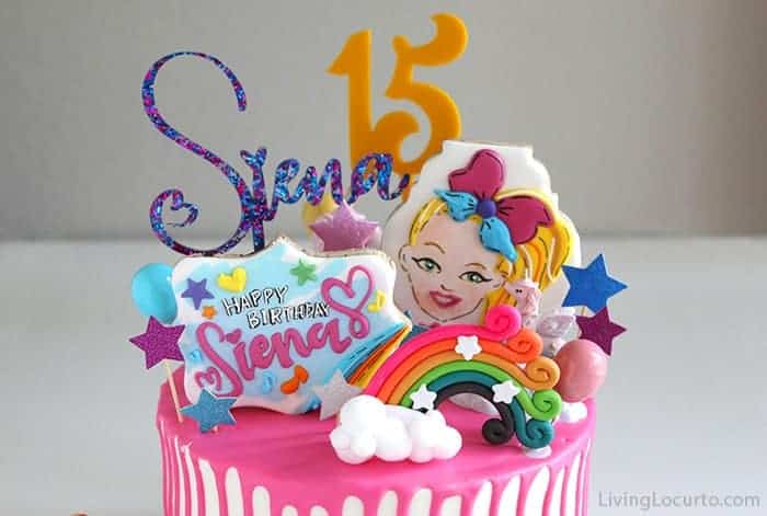 JoJo Siwa Birthday Cake Toppers JoJo Siwa Birthday Cake Toppers with rainbow cookies