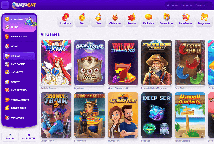 Enjoy slots and jackpots at RoboCat 