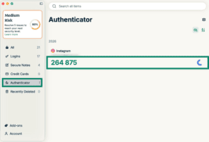 The Authenticator tab in the ExpressKeys app for macOS.