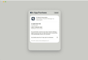ExpressKeys macOS app interface, showing a purchase confirmation window.