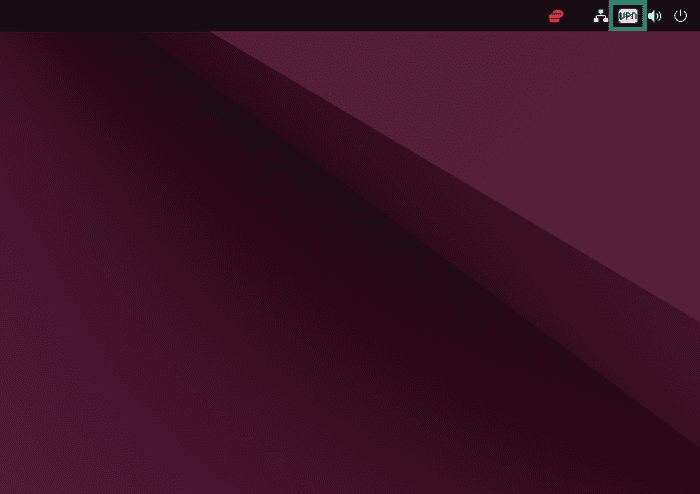 Network icon highlighted in the Ubuntu top panel.