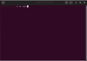 The "ip route" command on Linux.