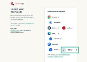 ExpressKeys browser extension import data from Brave.
