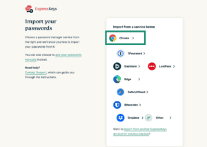 Import passwords and data to ExpressKeys from Chrome.
