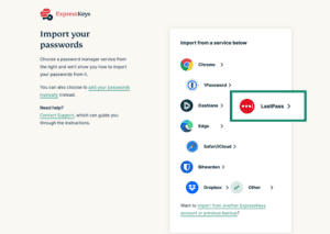 Import data from LastPass to ExpressKeys.
