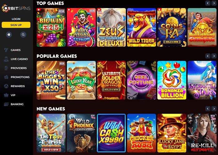 Play Orbit Spins Casino for free! 