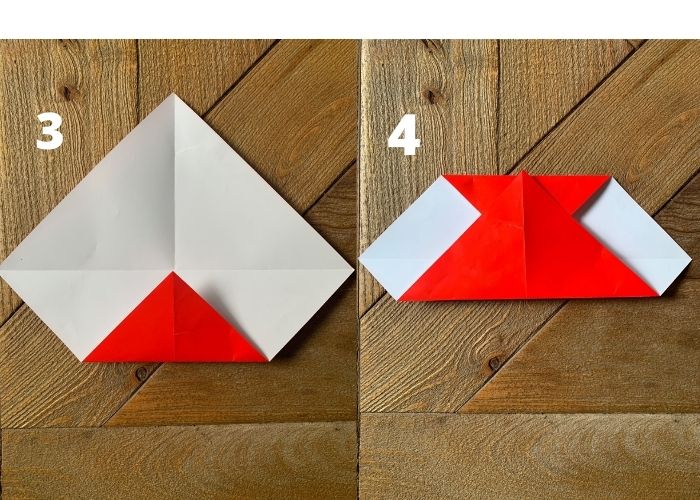 steps 3 and 4 for to make a paper heart.