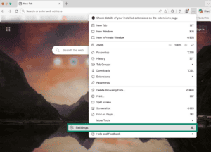 Microsoft Edge browser settings.