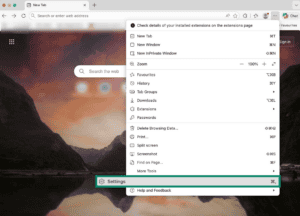 Microsoft Edge browser settings.