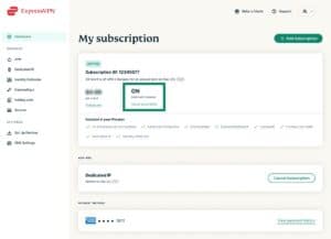 ExpressVPN My subscription page highlighting the auto-renewal status.