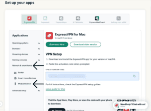 ExpressVPN+ dashboard showing the "ExpressVPN," "VPN," and "Set up more devices" options highlighted.
