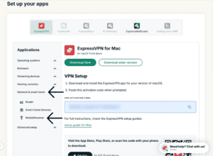 ExpressVPN+ dashboard showing the "ExpressVPN," "VPN," and "Set up more devices" options highlighted.