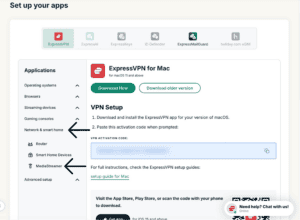 ExpressVPN+ dashboard showing the "ExpressVPN," "VPN," and "Set up more devices" options highlighted.