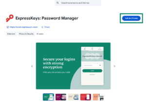 ExpressKeys Chrome store page, showing a highlighted "Add to Chrome" button.