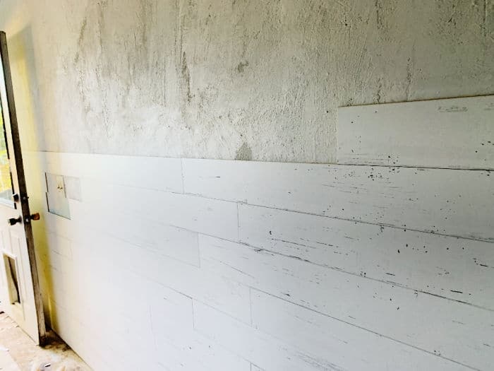 Wall planks applied halfway up the wall.