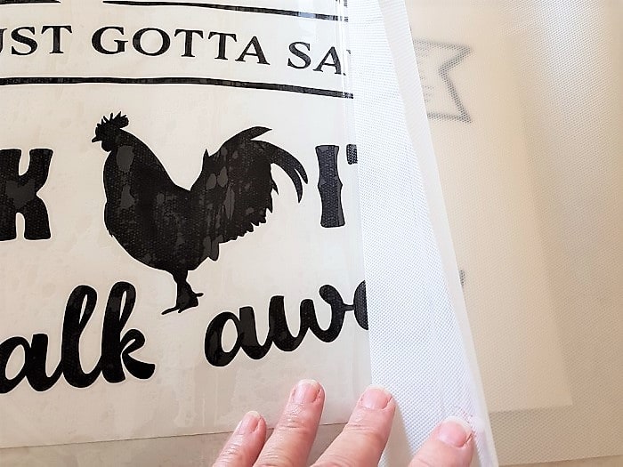 SVG design of chook weeded and on transfer paper 