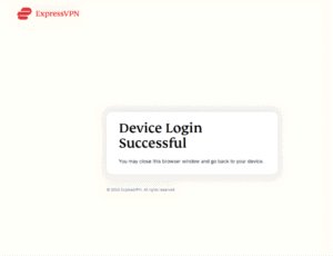 ExpressVPN Device Login Successful page on Windows.