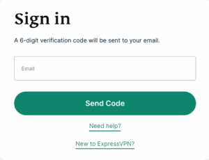 Entering the email address on the ExpressVPN sign-in page.