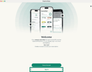 ExpressKeys welcome screen with the Sign In button highlighted.