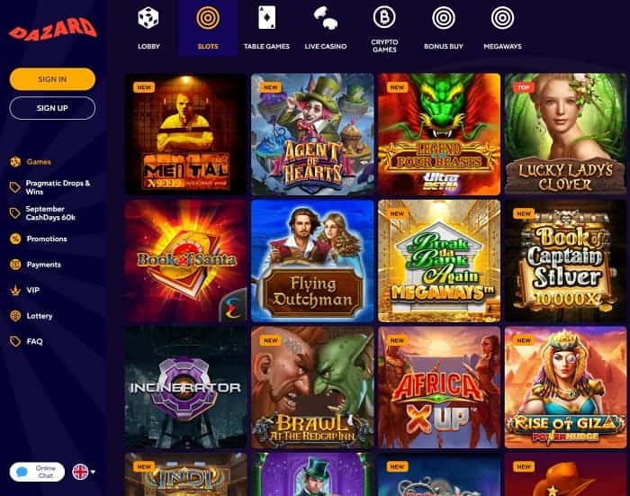 Dazard Casino Free Spins 