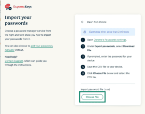 Import passwords and data to ExpressKeys.