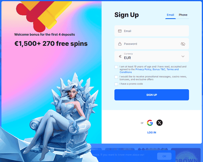 ICE Casino Sign Up and Log In 
