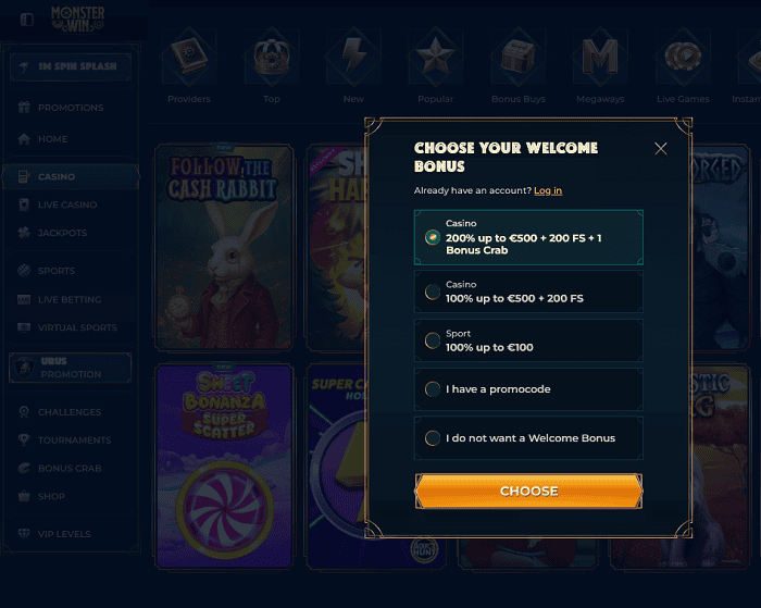 MonsterWin Casino Register Account 