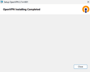 OpenVPN confirmation screen showing that installation has completed.