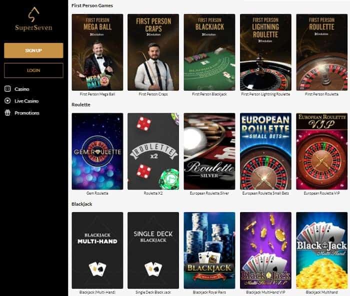 SuperSeven live dealer 