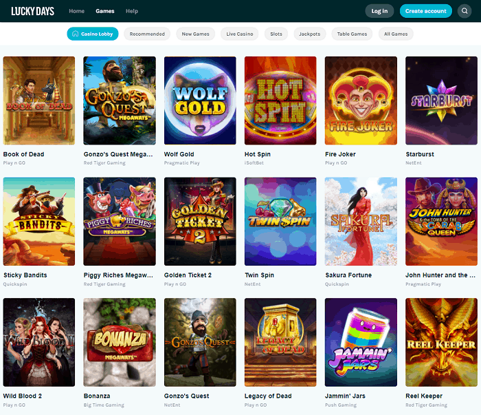 Lucky Days Online Casino Free Spins Bonus 