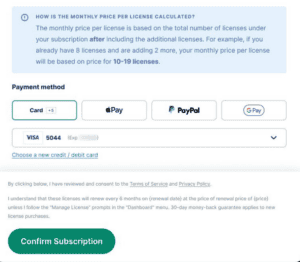 The checkout page for ExpressVPN for Teams.