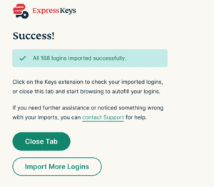 Import data from Dashlane to ExpressKeys.