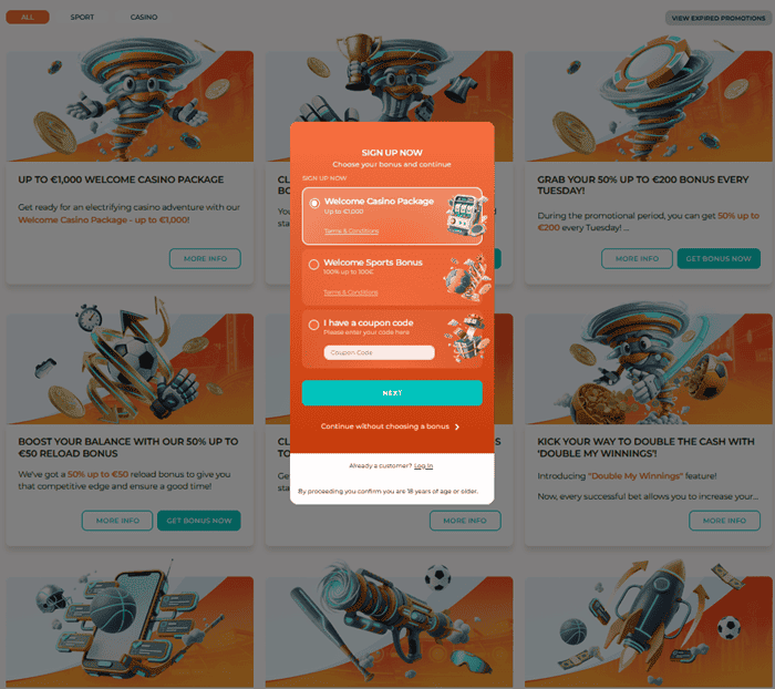 Register and log in to your Spininio account! 