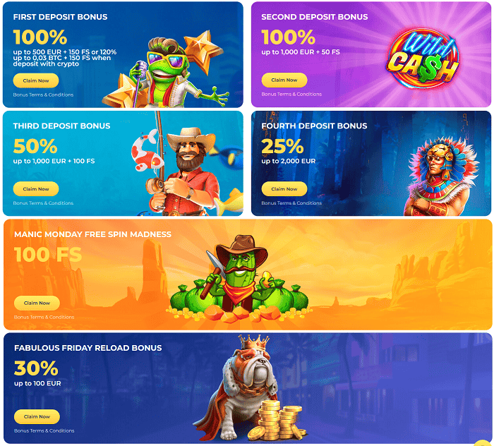 Übersicht aller Bonusaktionen und Promotionen im Luckystart Casino auf einem Desktop-Bildschirm