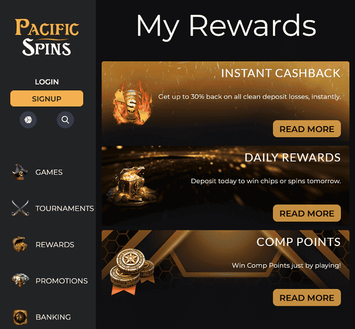 Pacific Spins Casino Loyalty Rewards 