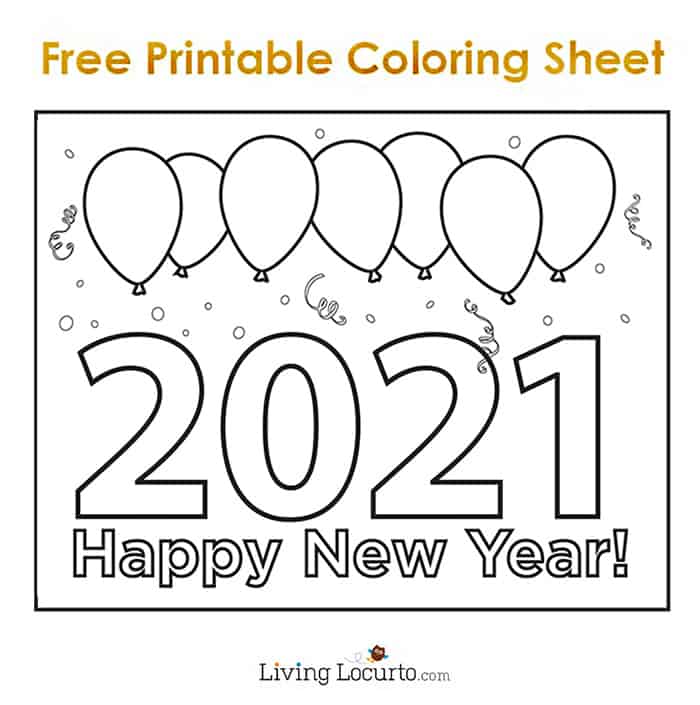 2021 New Year S Eve Party Printables Free Coloring Sheet