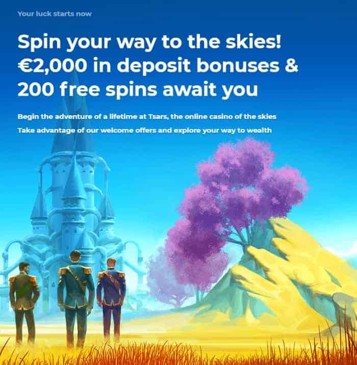 Tsars Casino 100 free spins bonus no deposit required