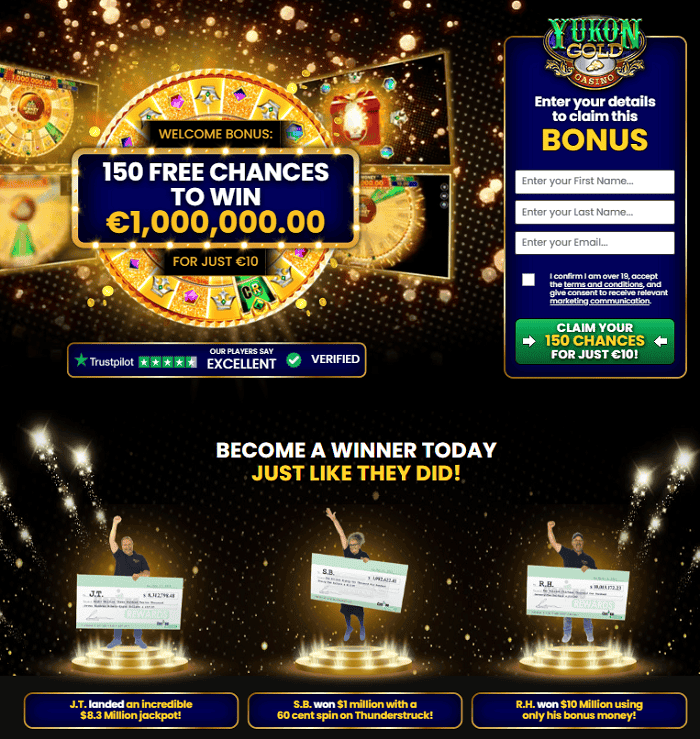Register and log in to your account at Yukon Gold Casino 
