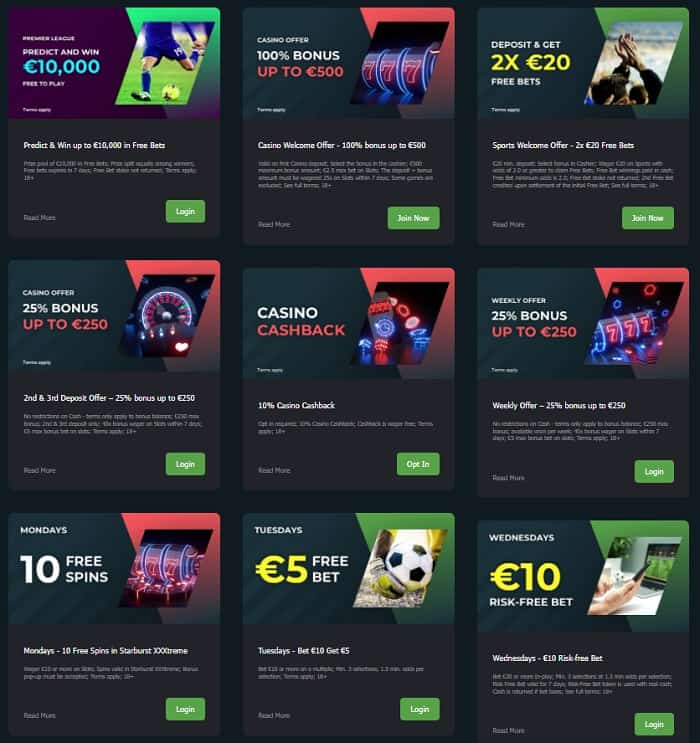 New bonuses and regular promotions 