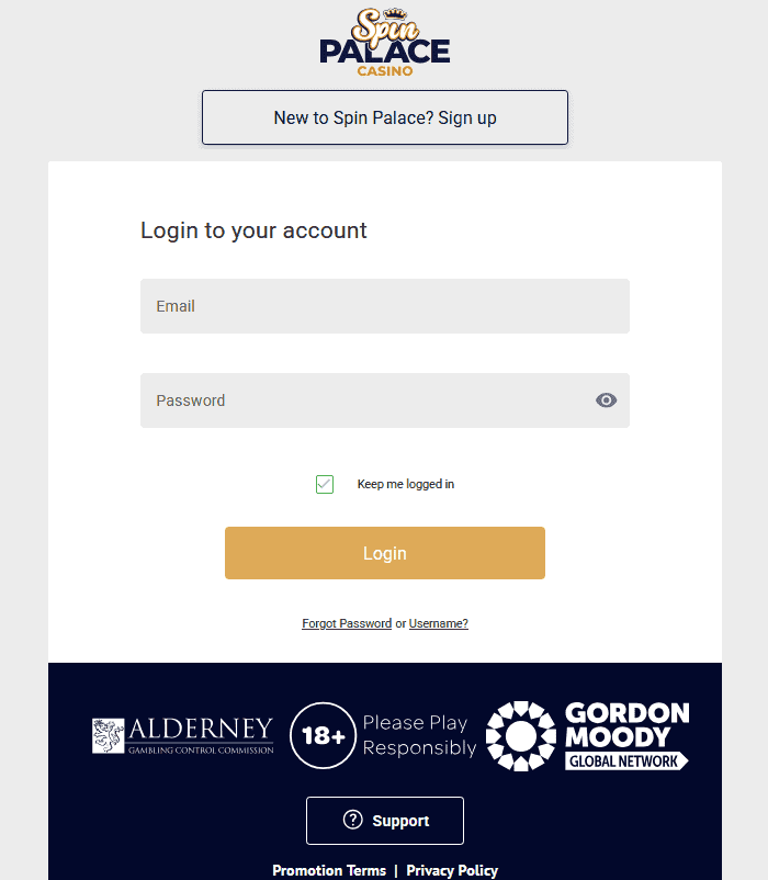 Sign Up with Spin Palace 