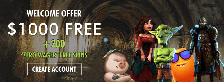 $1000 free chips and 200 gratis spins 